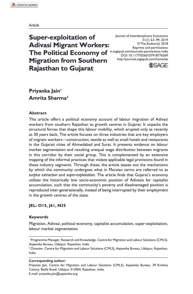 Super-exploitation of adivasi migrant labourers
